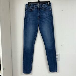 7 For All Mankind Gwenevere High Rise Skinny Jeans Womens 27 Blue Denim Zip Fly